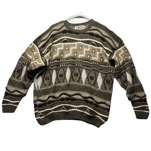 Vintage Lavane NY 3D Knit Sweater Men XL Tundra Cosby Crewneck Grandpa